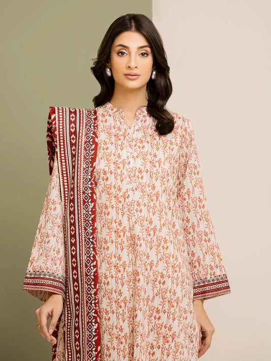 Unstitched Cream Printed Lawn 3 Piece -