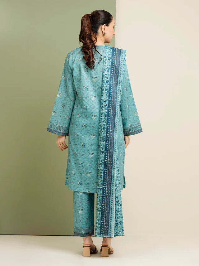 Unstitched Teal Printed Lawn 3 Piece