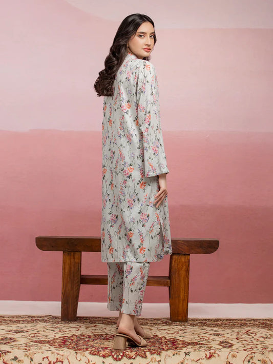 Unstitched Light Grey Printed Lawn 2 Piece