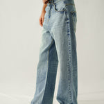 Straight Fit Wide Legs Jeans - Mid Blue Wash
