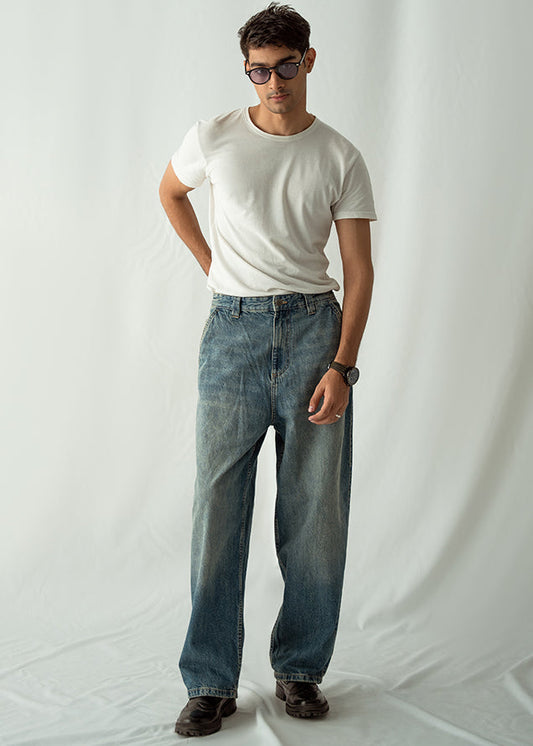 Loose Fit Baggy Jeans - Washed Out Blue