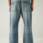 Straight Fit Wide Legs Jeans - Mid Blue Wash