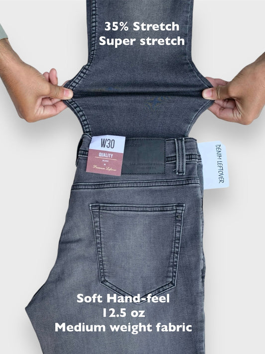 Branded Export Quality | Denim Grey Stretch Straight Comfort Fit Jeans