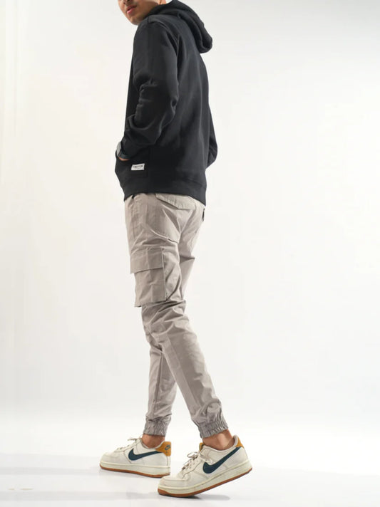 Fitted Light Grey Cargo Pants