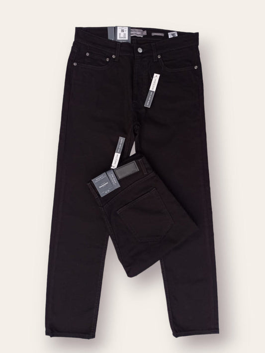 Jet black colour Jeans straight and slim Comfort Fit – Export Quality