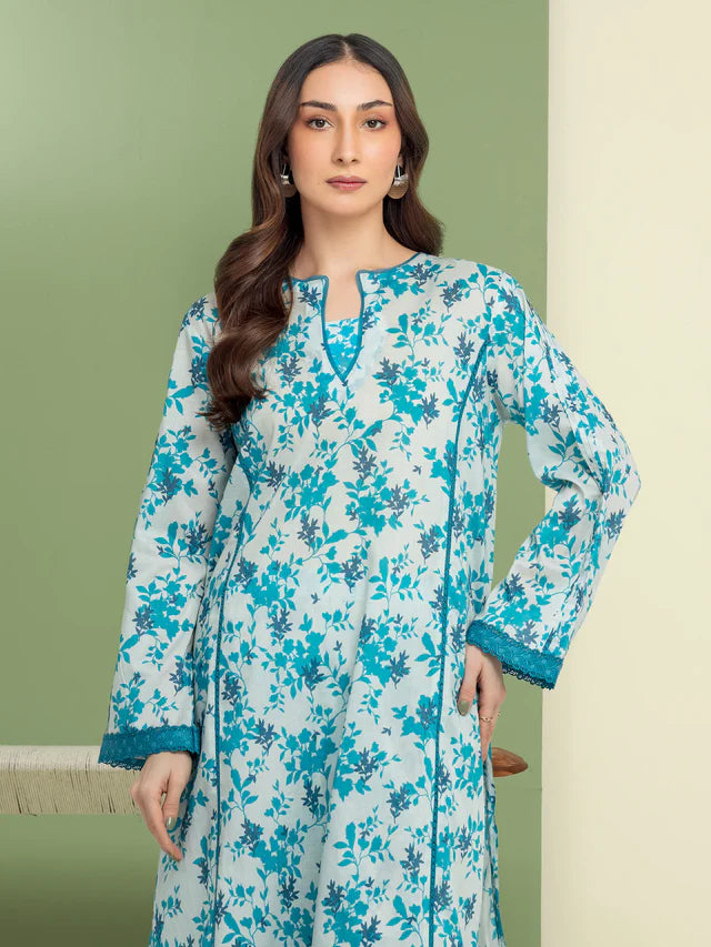 Unstitched Sea Green Printed Lawn 2 Piece