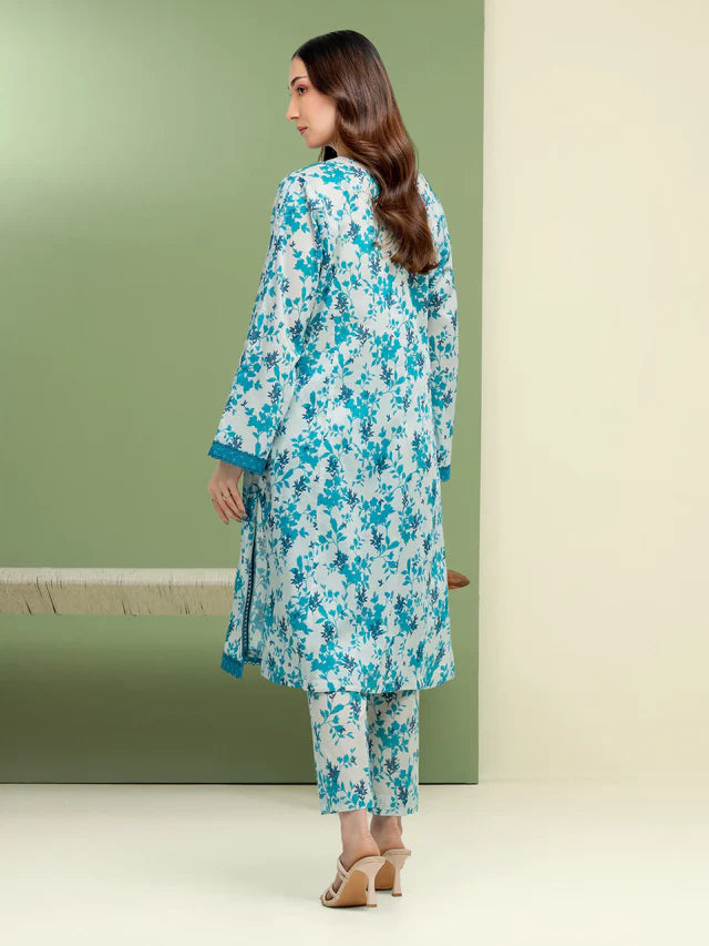 Unstitched Sea Green Printed Lawn 2 Piece