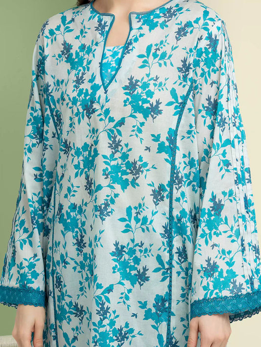 Unstitched Sea Green Printed Lawn 2 Piece
