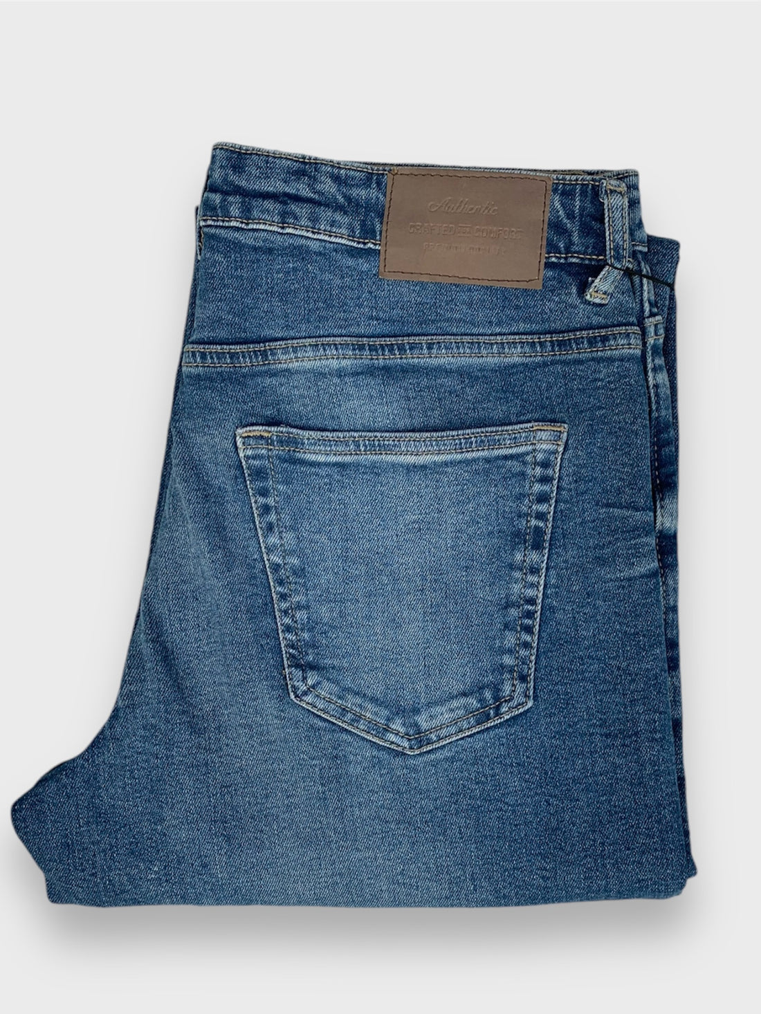 Branded Export Quality | Original Denim Mid-Blue Stretch -Regular Fit Jeans