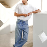 Straight Fit Wide Legs Jeans - Mid Blue Wash