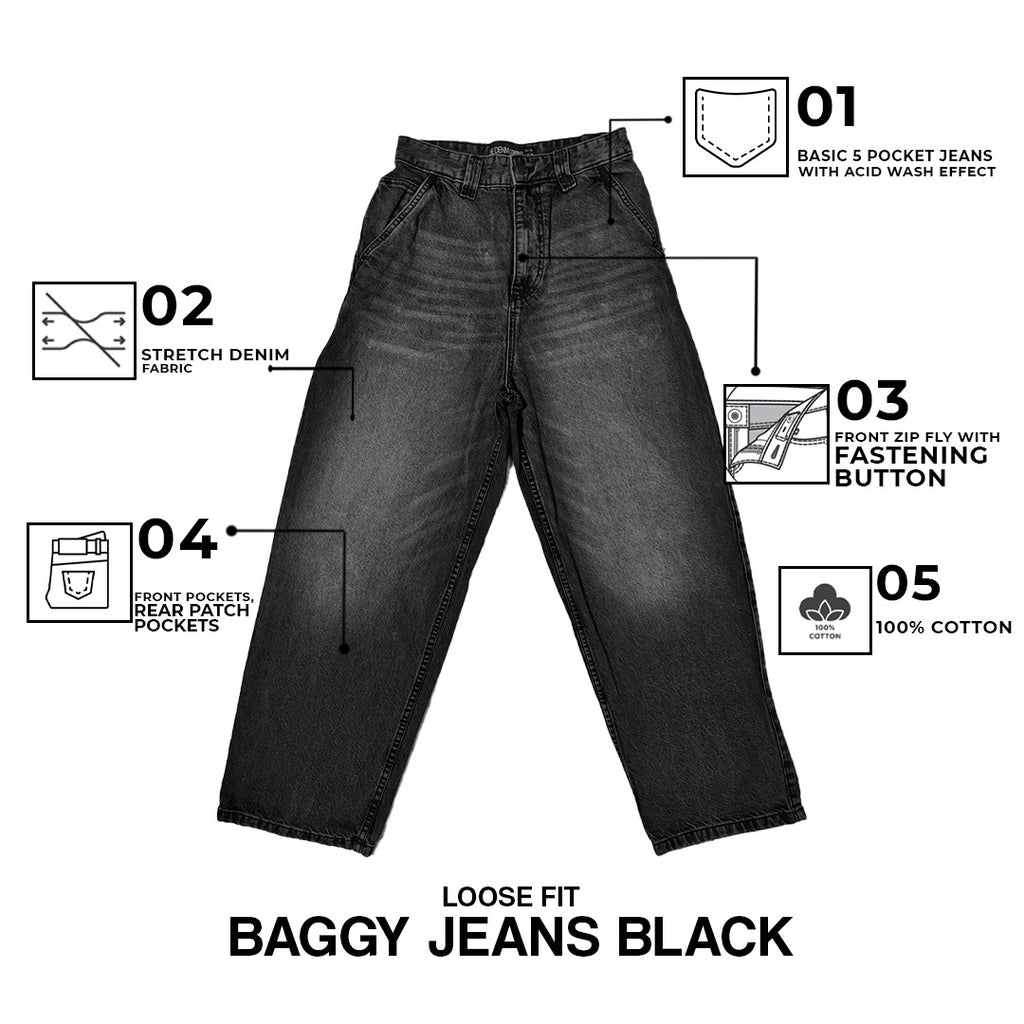 Loose Fit Baggy Jeans - Black