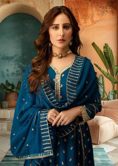 Blue Luxury Signature Couture | Stitched 3‑Piece Set