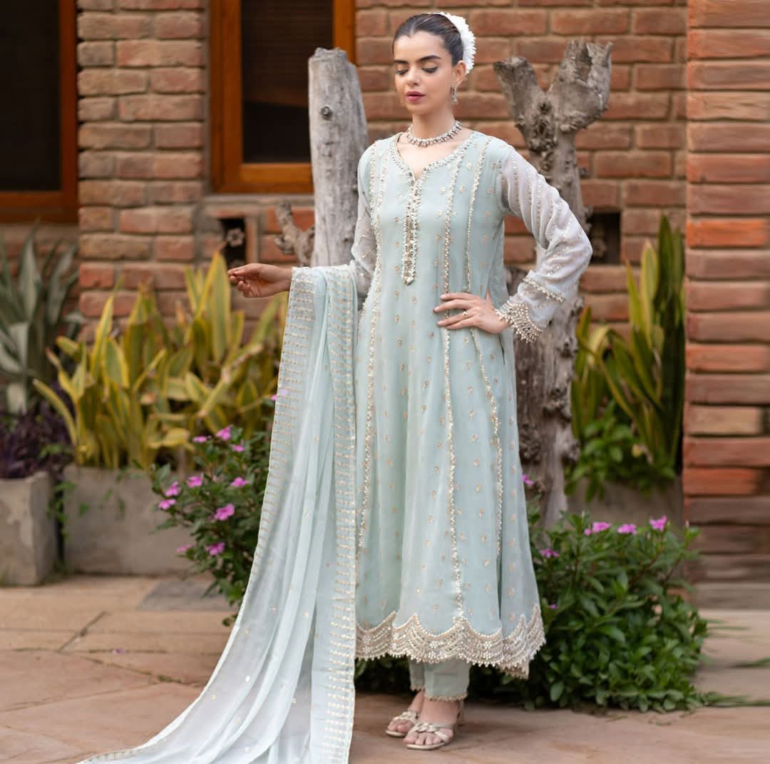 Mind Green Mauve Signature Couture | Stitched 3‑Piece Set