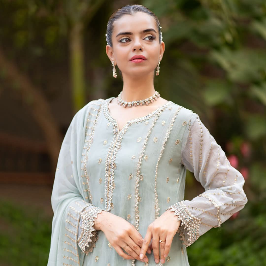 Mind Green Mauve Signature Couture | Stitched 3‑Piece Set