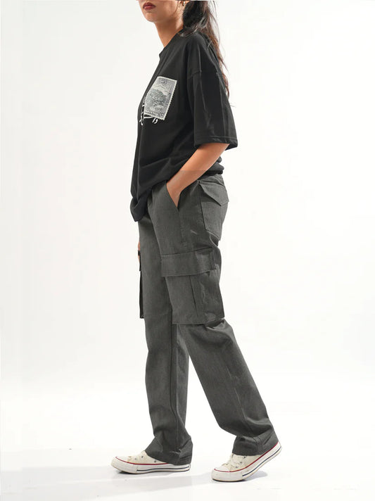 Straight-fit Grey Cargo Pants