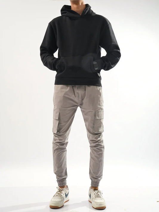 Fitted Light Grey Cargo Pants