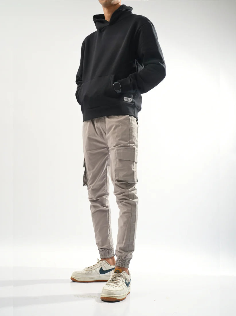 Fitted Light Grey Cargo Pants